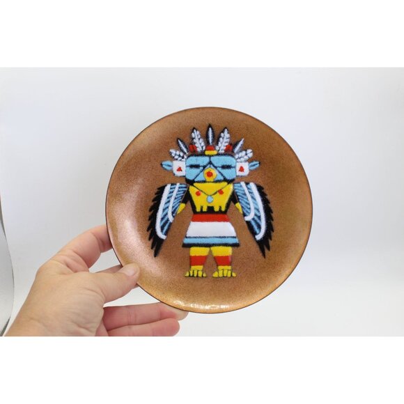 Annemarie Davidson Enamel On Copper Kachina Plate Handmade Art Decorative Collec - Picture 1 of 10